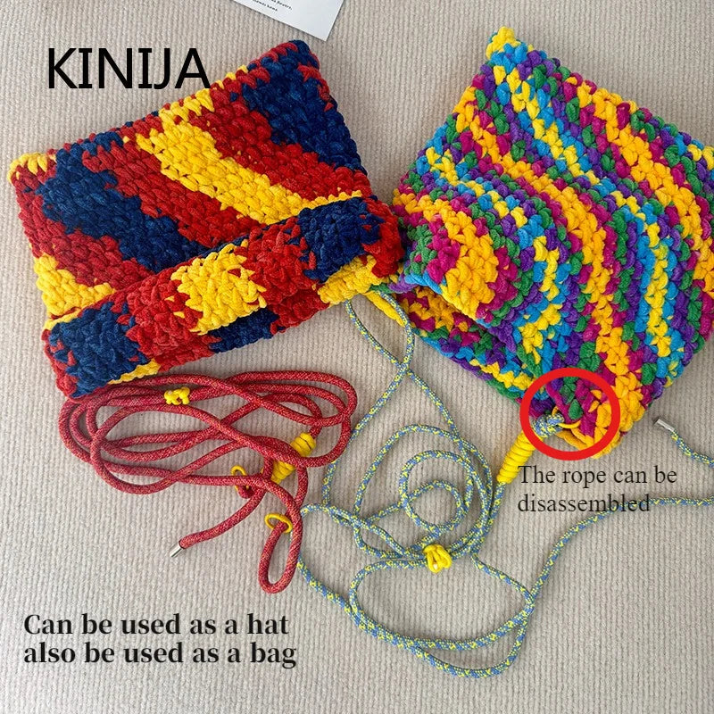 Handmade Cat Ear Crochet Beanie – Colorful Warm Hat